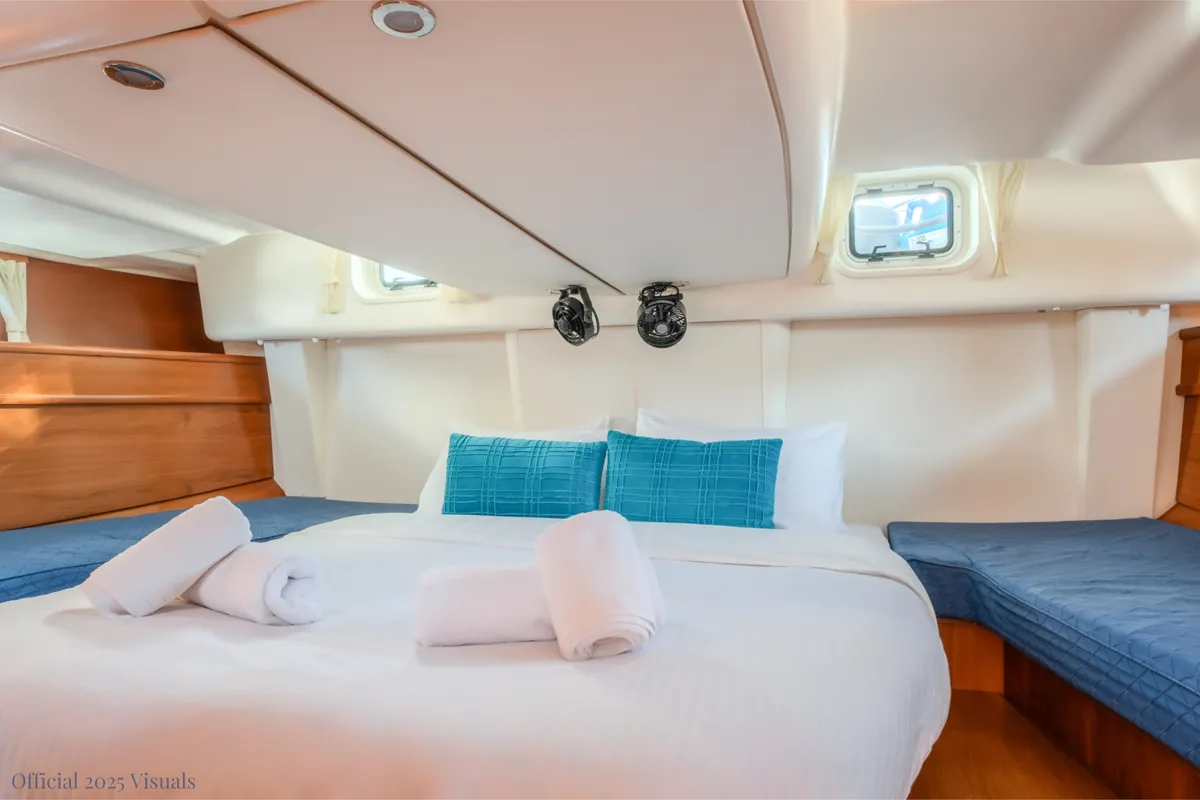 Cabin on Boomerang, a Jeanneau Sun Odyssey 54DS sailboat at Municipal Unit of Ellomenos, Greece