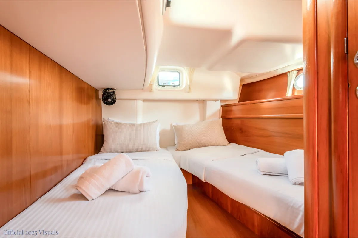 Cabin on Boomerang, a Jeanneau Sun Odyssey 54DS sailboat at Municipal Unit of Ellomenos, Greece