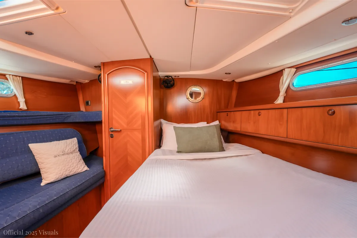 Cabin on Boomerang, a Jeanneau Sun Odyssey 54DS sailboat at Municipal Unit of Ellomenos, Greece