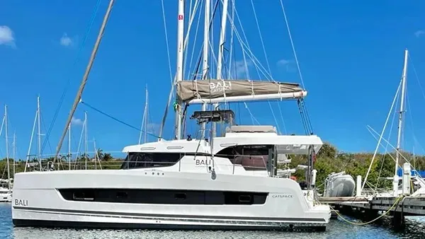 Exterior view of Yamas, a Bali Catspace OW catamaran at Parham Town, British Virgin Islands