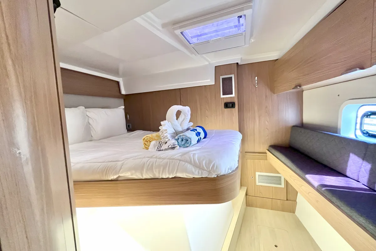 Cabin on Yamas, a Bali Catspace OW catamaran at Parham Town, British Virgin Islands