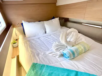 Cabin on Yamas, a Bali Catspace OW catamaran at Parham Town, British Virgin Islands