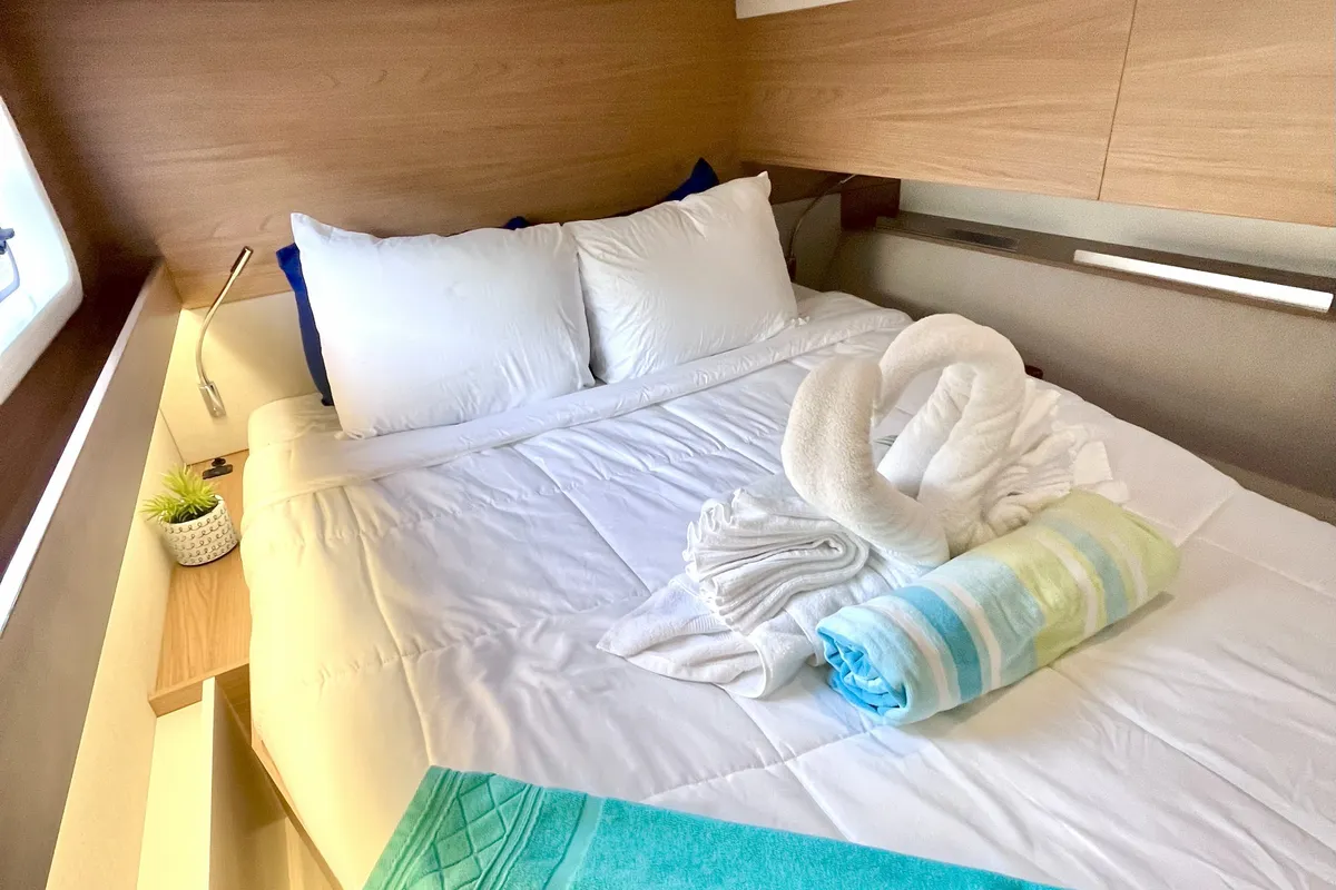 Cabin on Yamas, a Bali Catspace OW catamaran at Parham Town, British Virgin Islands