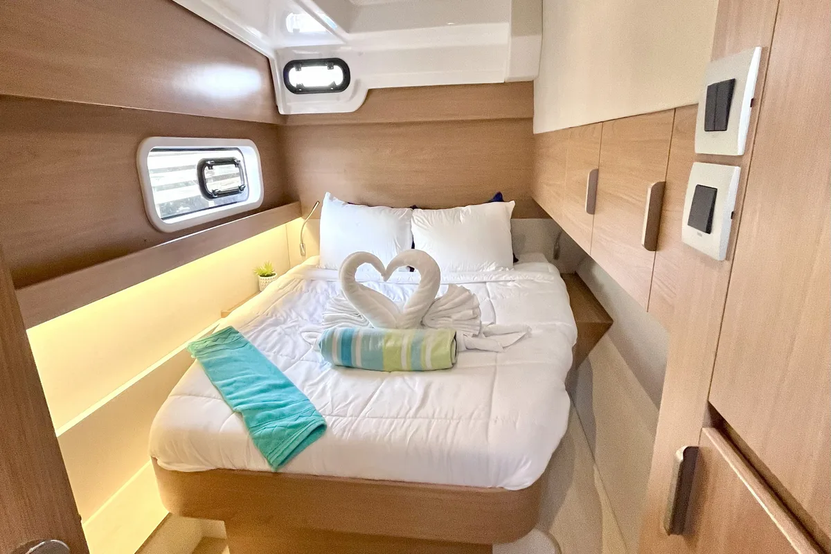 Cabin on Yamas, a Bali Catspace OW catamaran at Parham Town, British Virgin Islands