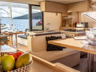 Galley of CELINA, a Lagoon 51 catamaran at Lefkada, Greece