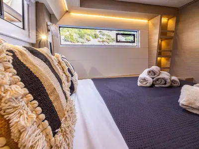 Cabin on CELINA, a Lagoon 51 catamaran at Lefkada, Greece
