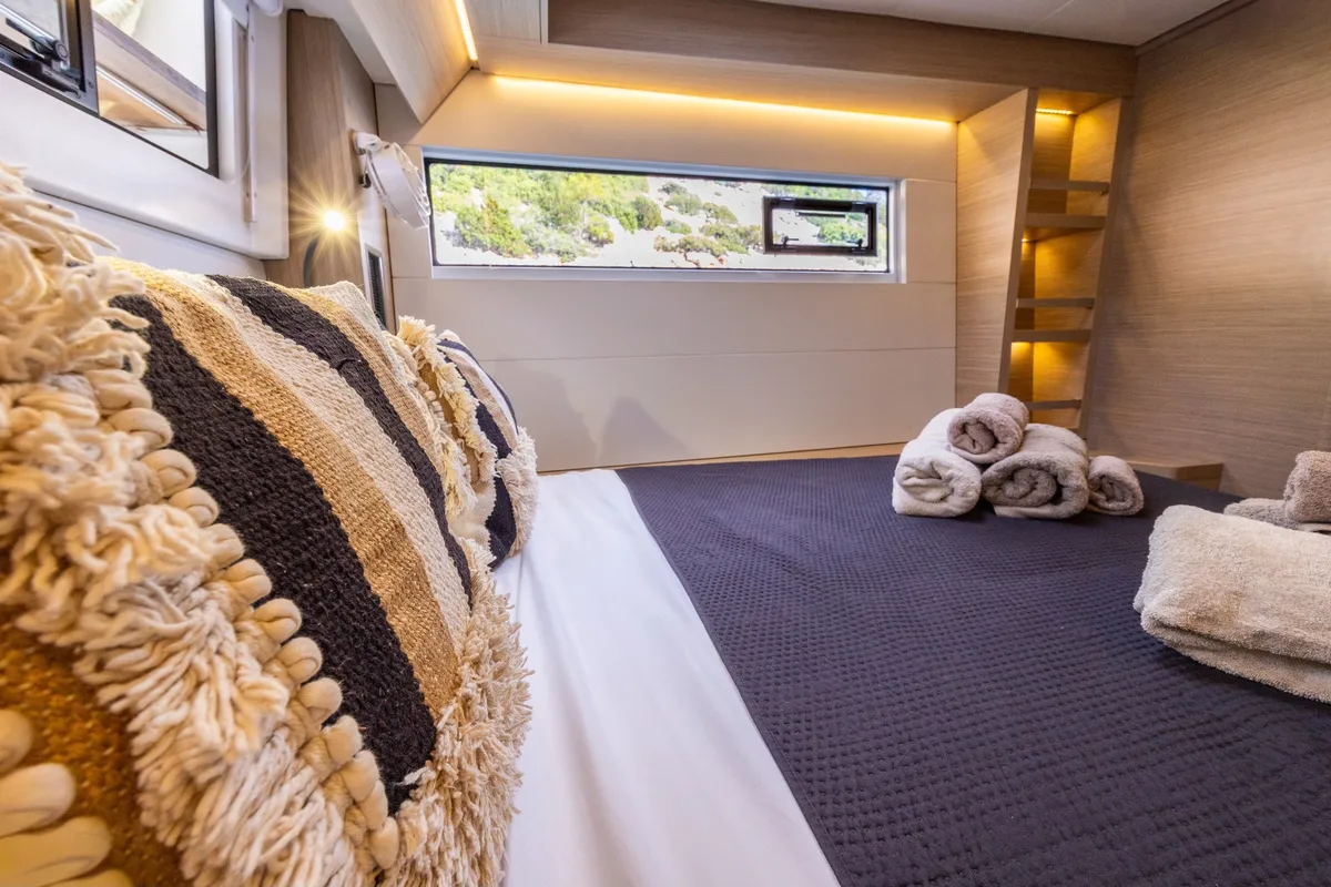 Cabin on CELINA, a Lagoon 51 catamaran at Lefkada, Greece