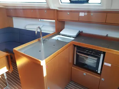 Galley of Nenemia, a Bavaria Cruiser 37 sailboat at Rhodes, Greece