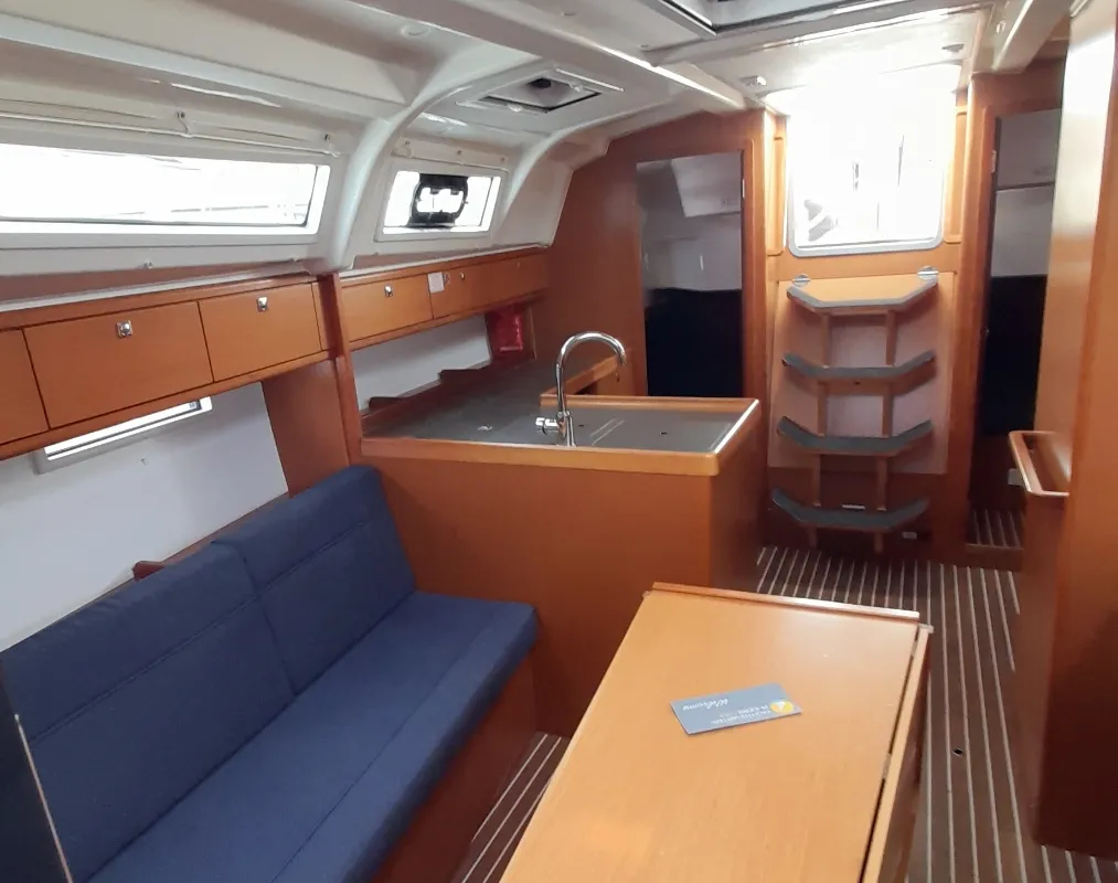 Salon of Nenemia, a Bavaria Cruiser 37 sailboat at Rhodes, Greece