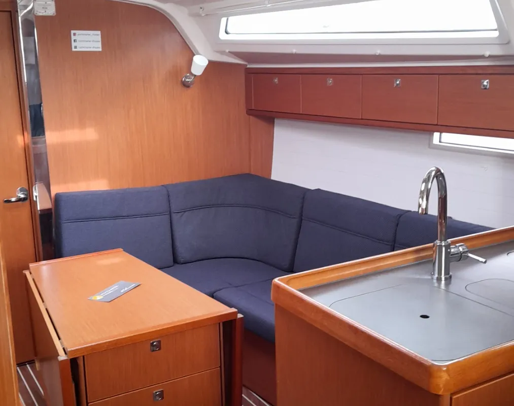 Salon of Nenemia, a Bavaria Cruiser 37 sailboat at Rhodes, Greece