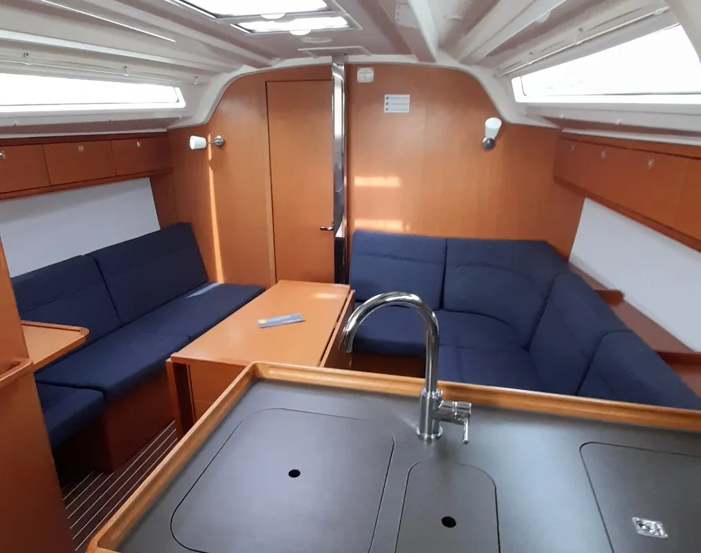 Salon of Nenemia, a Bavaria Cruiser 37 sailboat at Rhodes, Greece