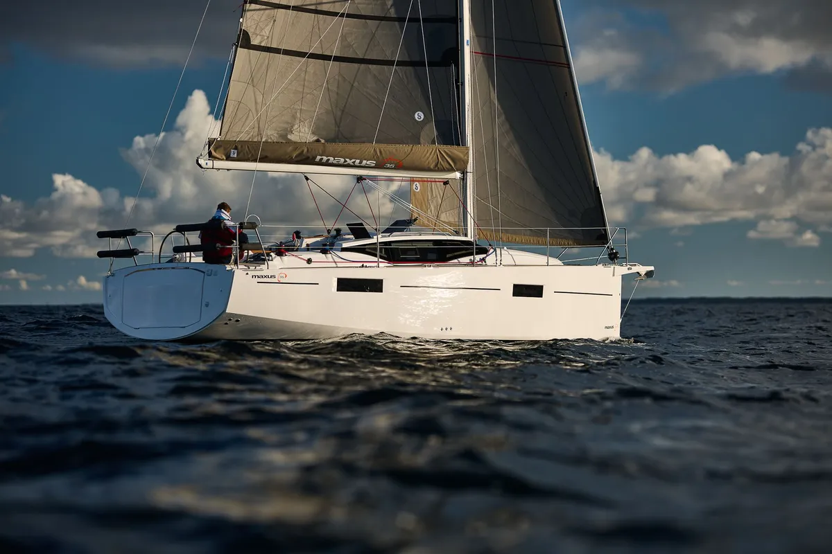 Exterior view of Northman Maxus 35, a sailboat at Valencia, Spain