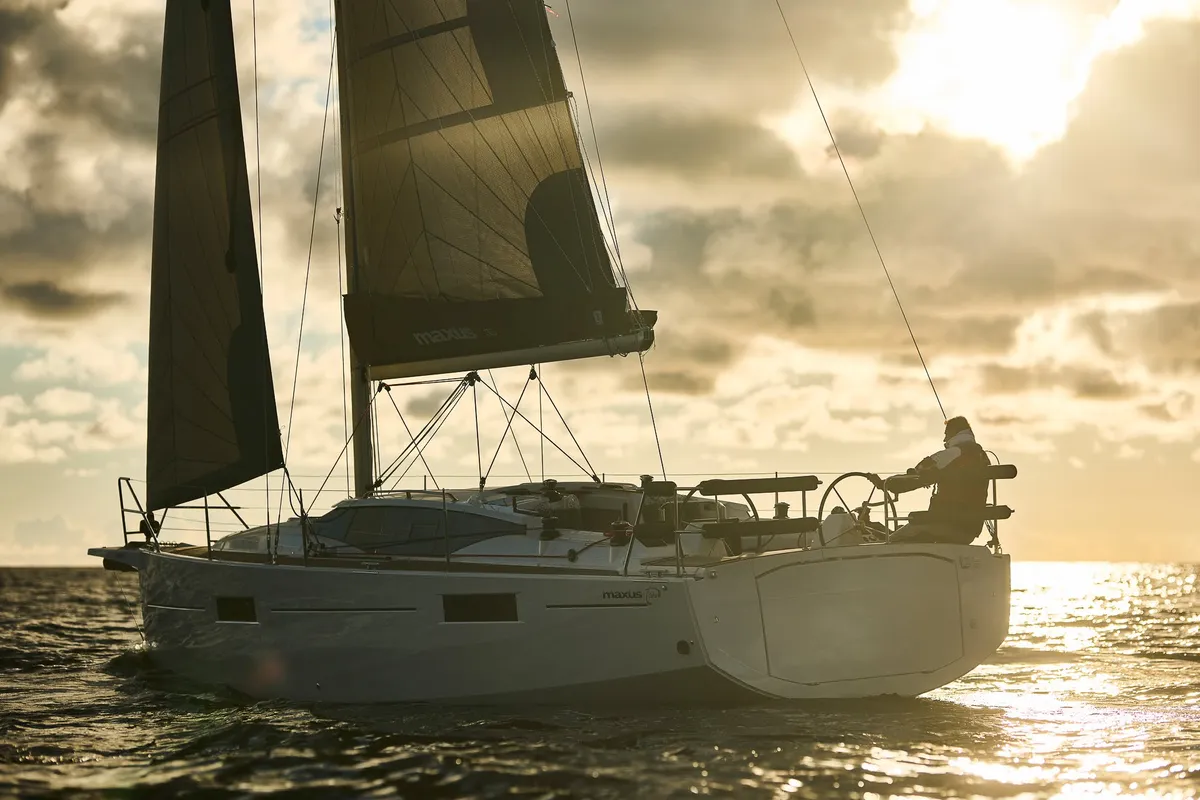 Exterior view of Northman Maxus 35, a sailboat at Valencia, Spain