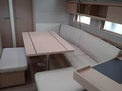 Salon of Skat, a Beneteau Oceanis 46.1 sailboat at Tonnarella, Italy