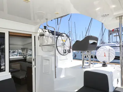Cockpit of Tortilla Flat, a Lagoon 40 catamaran at Grad Biograd na Moru, Croatia