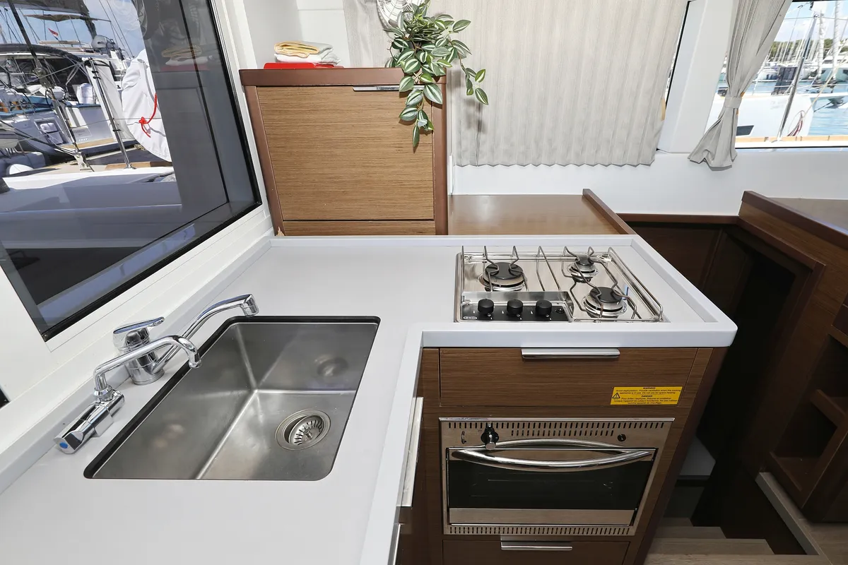 Galley of Tortilla Flat, a Lagoon 40 catamaran at Grad Biograd na Moru, Croatia