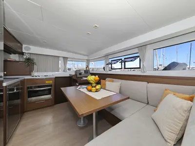 Salon of Tortilla Flat, a Lagoon 40 catamaran at Grad Biograd na Moru, Croatia