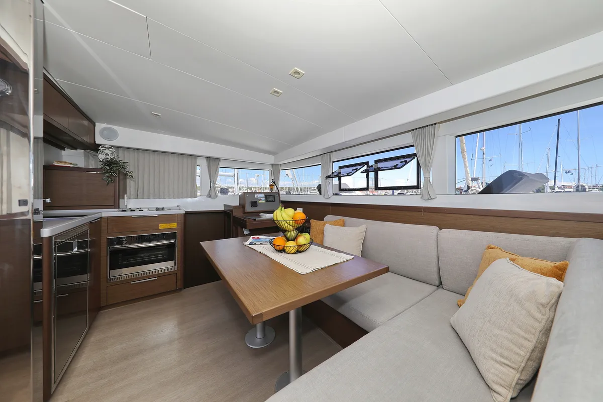 Salon of Tortilla Flat, a Lagoon 40 catamaran at Grad Biograd na Moru, Croatia
