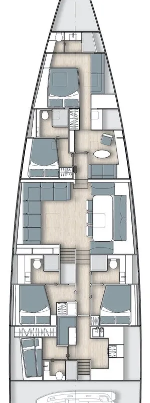 Floor plan of Nadamas, a YYachts Y8 sailboat at Piraeus, Greece