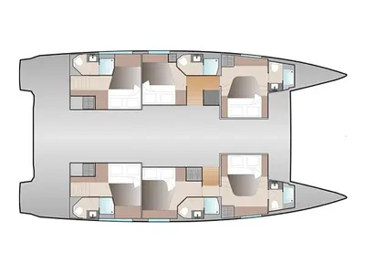 Floor plan of Alaia - Skippered, a Fountaine Pajot Aura 51 catamaran at Municipal Unit of Nea Peramos, Greece