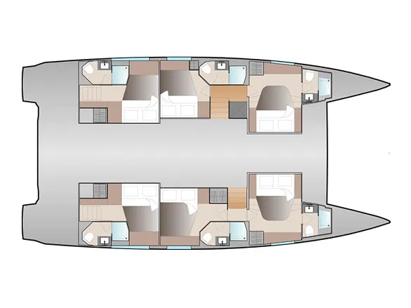 Floor plan of Alaia - Skippered, a Fountaine Pajot Aura 51 catamaran at Municipal Unit of Nea Peramos, Greece