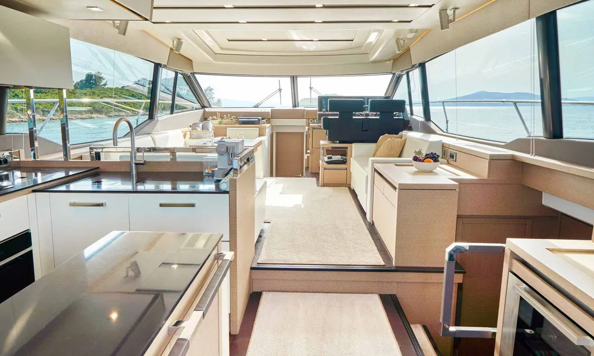 Galley of Simul, a Prestige 630S motor yacht at Grad Trogir, Croatia