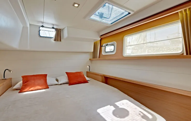 Cabin on BigElli, a Lagoon 450 F catamaran at Palma de Mallorca, Spain
