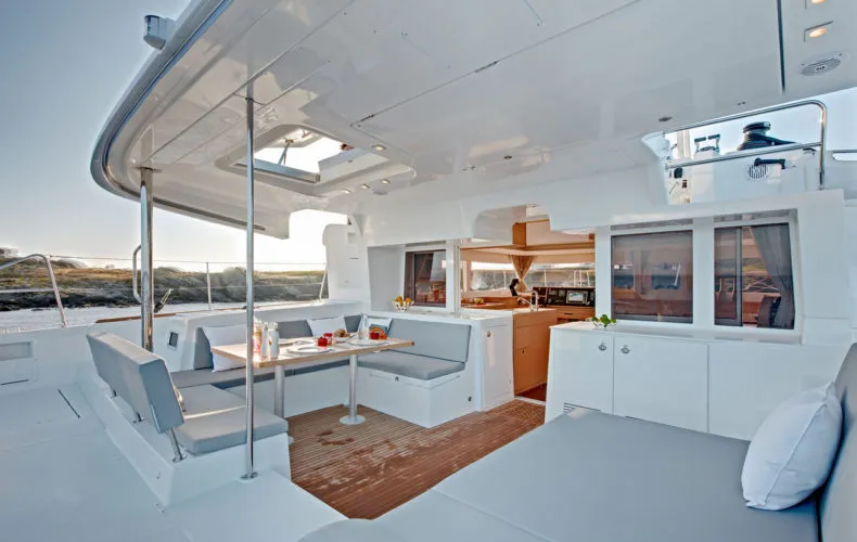 Deck of BigElli, a Lagoon 450 F catamaran at Palma de Mallorca, Spain