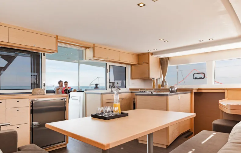 Galley of BigElli, a Lagoon 450 F catamaran at Palma de Mallorca, Spain