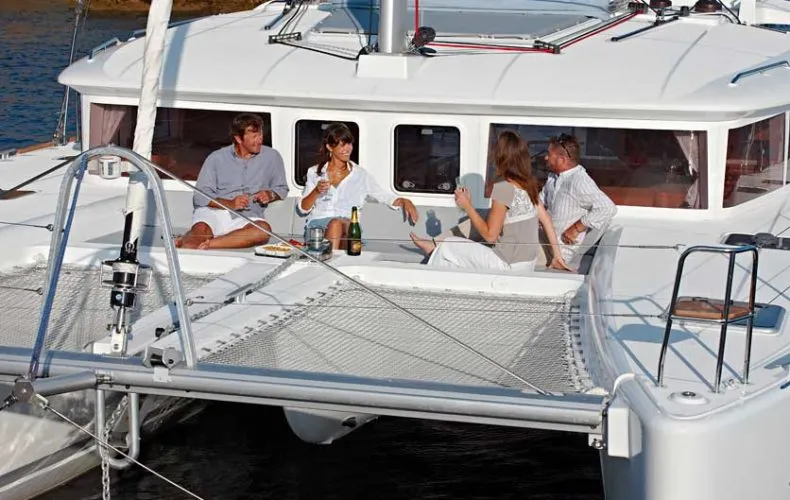 Deck of BigElli, a Lagoon 450 F catamaran at Palma de Mallorca, Spain