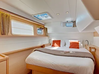Cabin on BigElli, a Lagoon 450 F catamaran at Palma de Mallorca, Spain