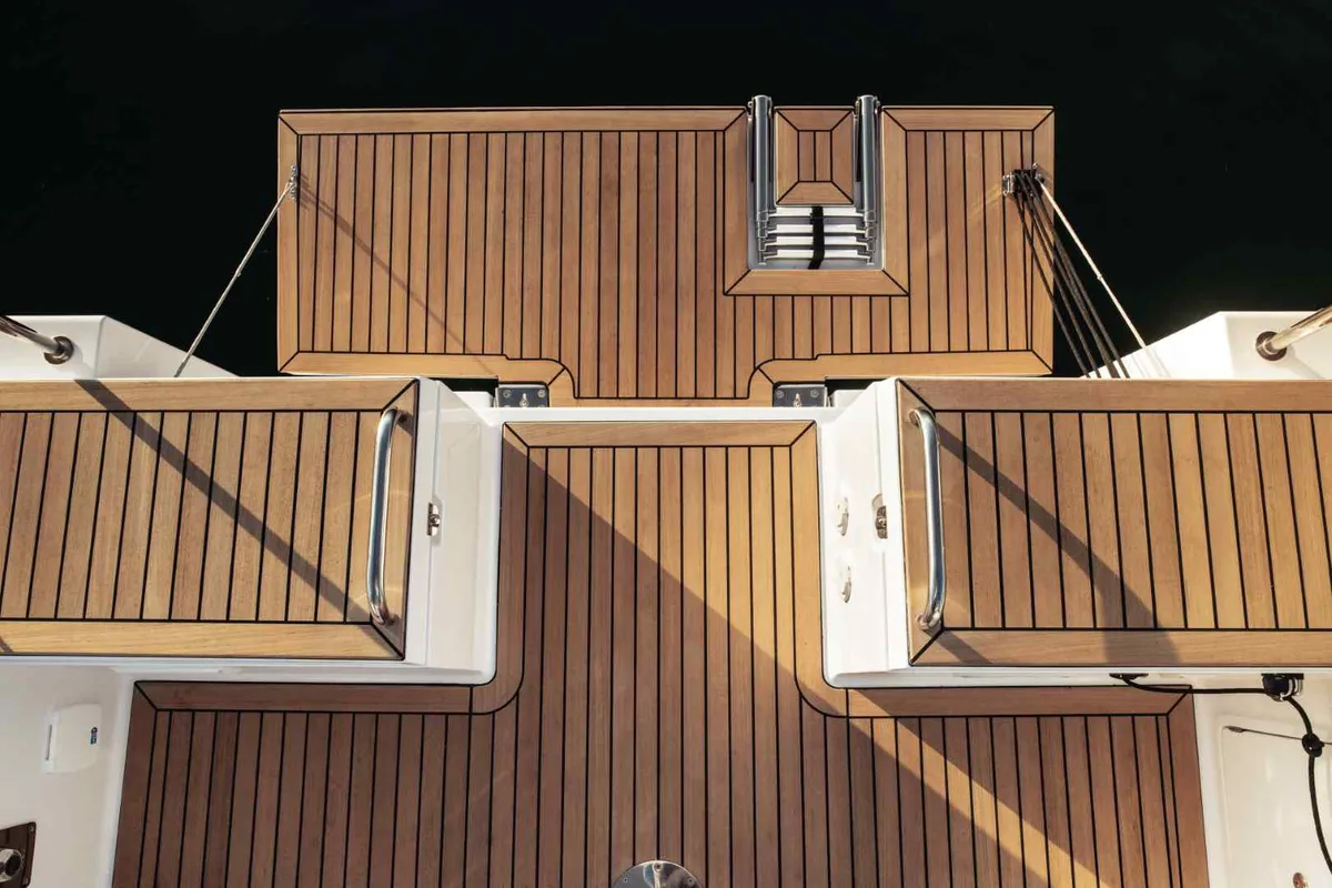 Deck of Liana, a Elan Impression 40.1 sailboat at Athens, Greece