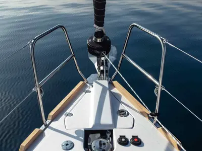 Deck of Liana, a Elan Impression 40.1 sailboat at Athens, Greece