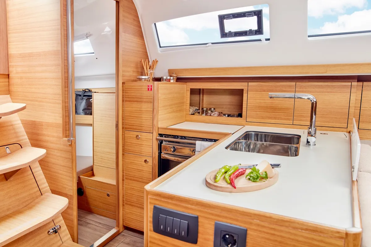 Galley of Liana, a Elan Impression 40.1 sailboat at Athens, Greece