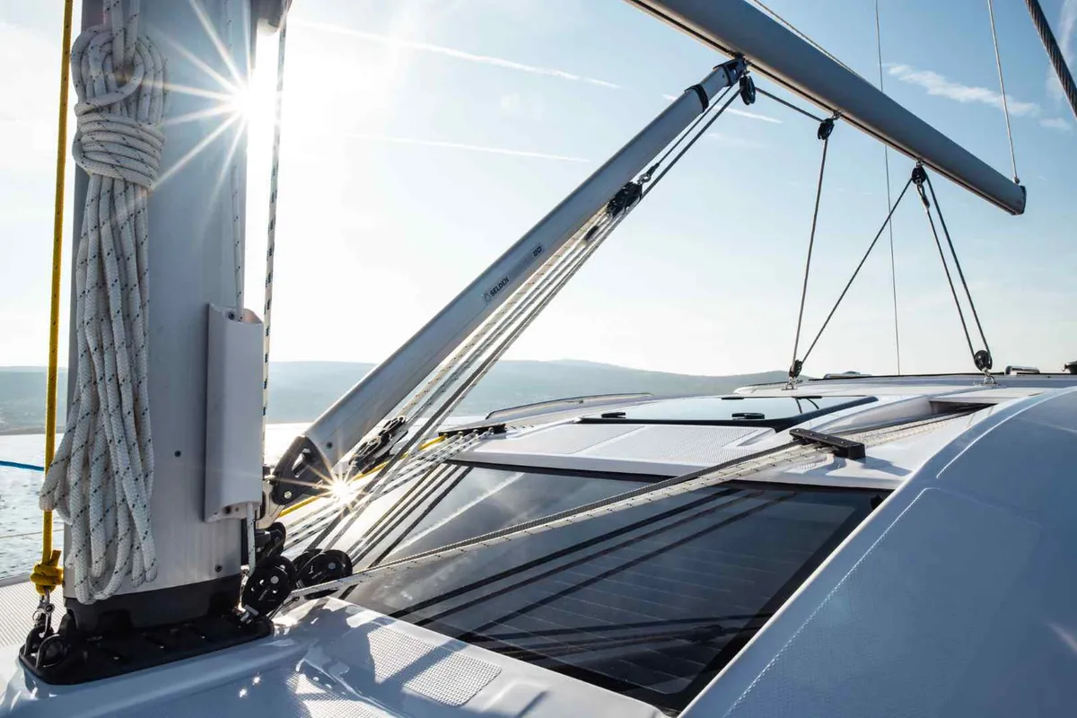 Deck of Liana, a Elan Impression 40.1 sailboat at Athens, Greece