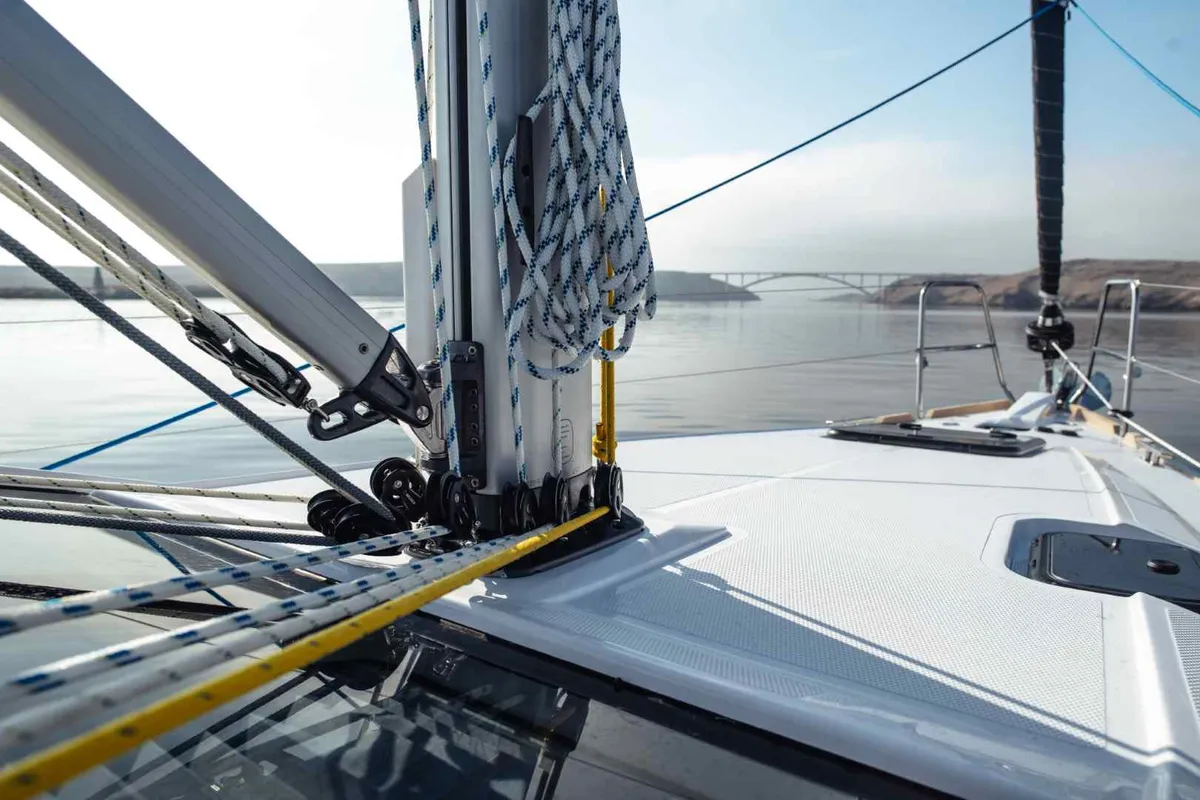 Deck of Liana, a Elan Impression 40.1 sailboat at Athens, Greece