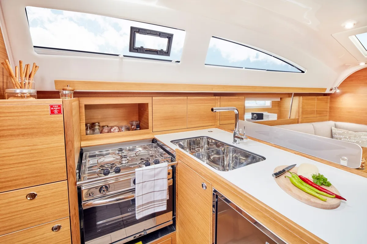 Galley of Liana, a Elan Impression 40.1 sailboat at Athens, Greece