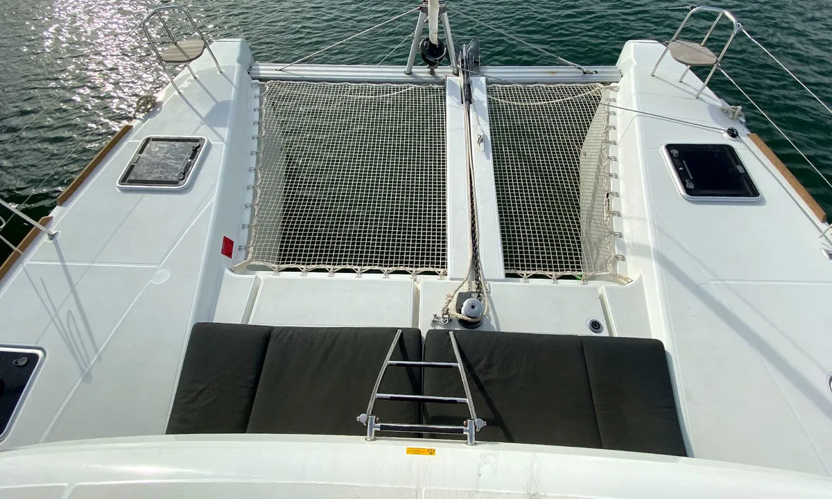 Deck of Sunrise, a Lagoon 40 catamaran at Palma de Mallorca, Spain