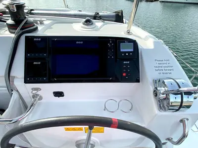 Cockpit of Sunrise, a Lagoon 40 catamaran at Palma de Mallorca, Spain