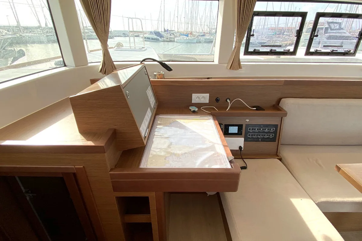 Salon of Sunrise, a Lagoon 40 catamaran at Palma de Mallorca, Spain