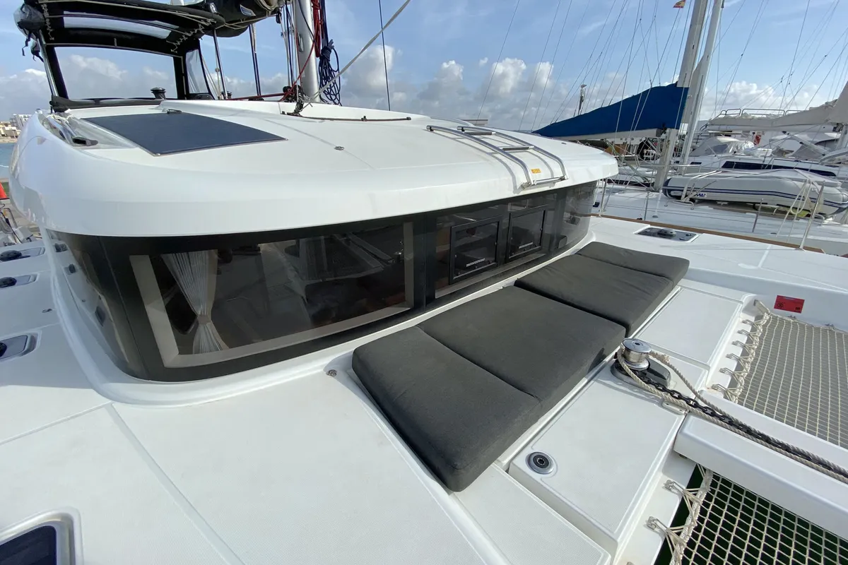 Deck of Sunrise, a Lagoon 40 catamaran at Palma de Mallorca, Spain
