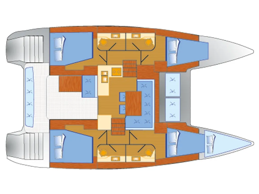 Exterior view of Sunrise, a Lagoon 40 catamaran at Palma de Mallorca, Spain