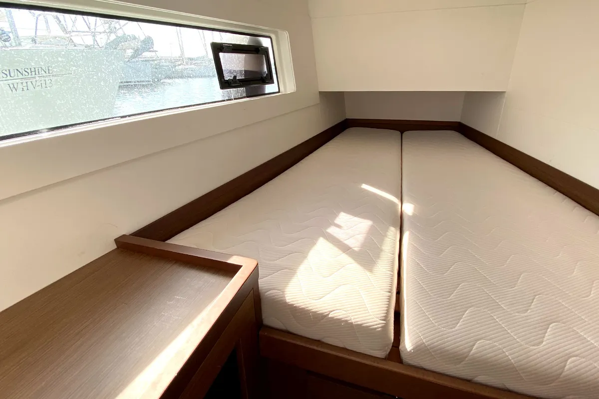 Exterior view of Sunrise, a Lagoon 40 catamaran at Palma de Mallorca, Spain