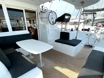 Deck of Sunrise, a Lagoon 40 catamaran at Palma de Mallorca, Spain