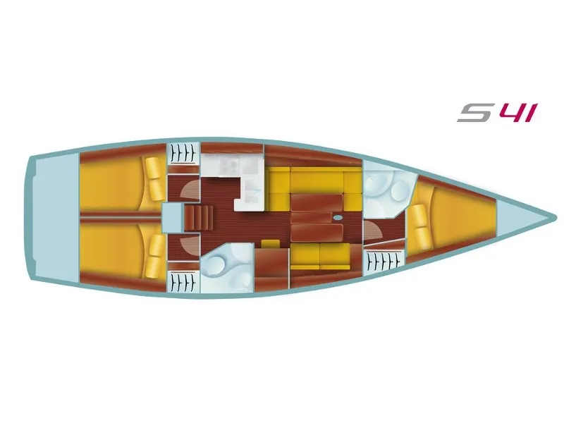 Floor plan of Crazy Daisy, a AD Boats Salona 41 sailboat at Marmaris, Turkey