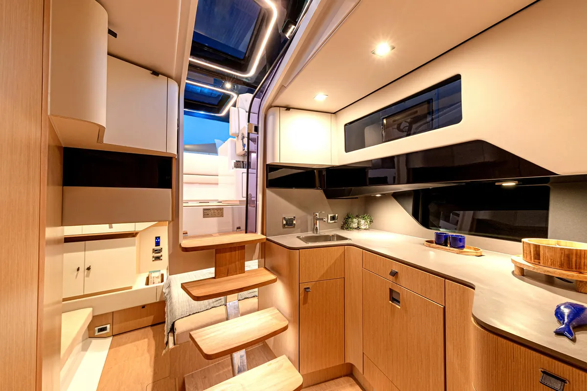 Galley of Instant Crush, a Fjord 41 XL motor yacht at Grad Kaštela, Croatia