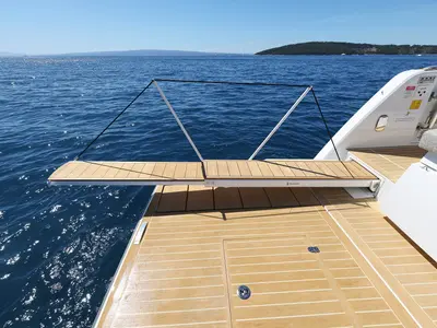 Deck of Instant Crush, a Fjord 41 XL motor yacht at Grad Kaštela, Croatia