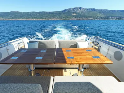 Galley of Instant Crush, a Fjord 41 XL motor yacht at Grad Kaštela, Croatia