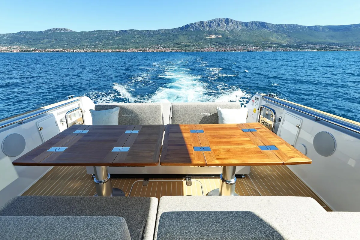 Galley of Instant Crush, a Fjord 41 XL motor yacht at Grad Kaštela, Croatia
