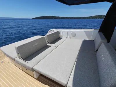 Deck of Instant Crush, a Fjord 41 XL motor yacht at Kaštela, Croatia